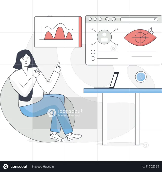 사무실에서 일하는 사업가  일러스트레이션