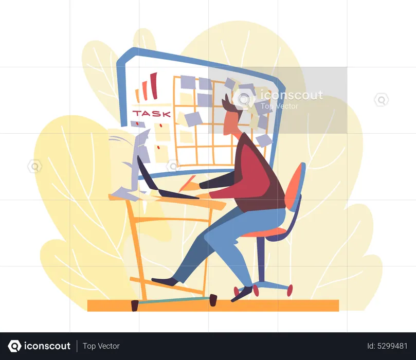 Business person working on computer  Illustration