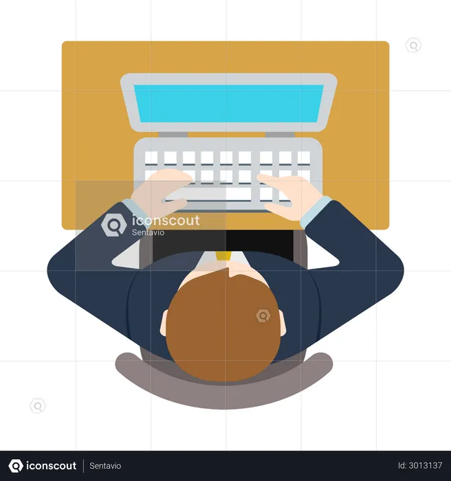 Business person working on laptop  Illustration