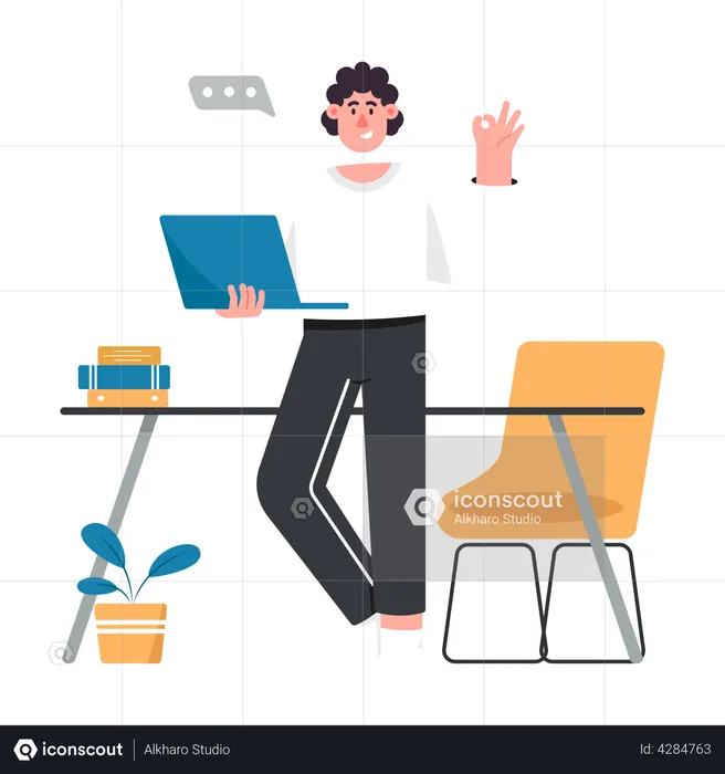 Business person Working on Laptop  Illustration
