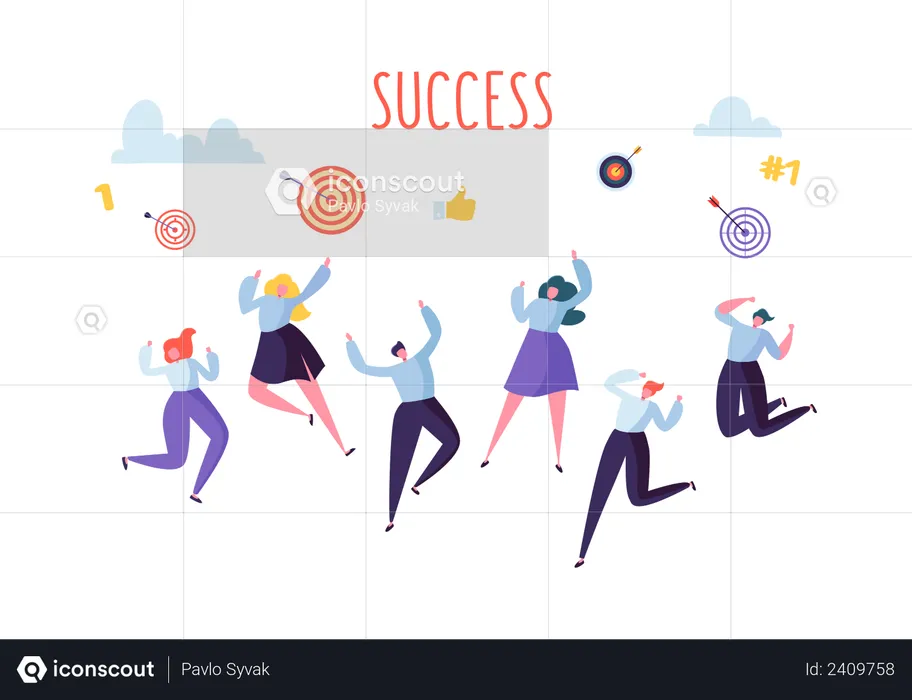 Business persons celebrating success  Illustration