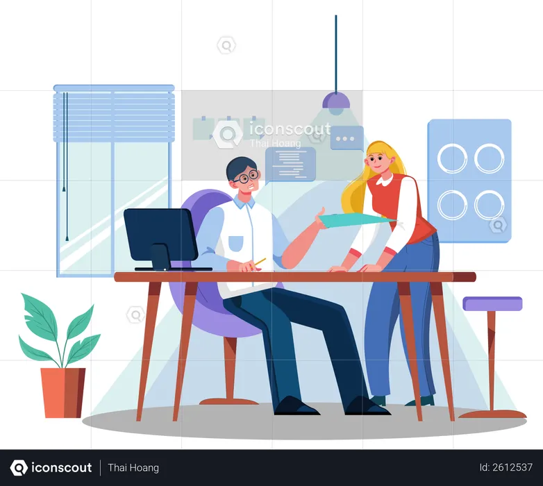 Business persons doing discussion  Illustration