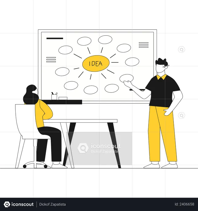 Business persons working on startup idea  Illustration