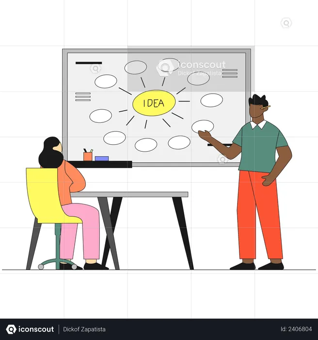 Business persons working on startup idea  Illustration