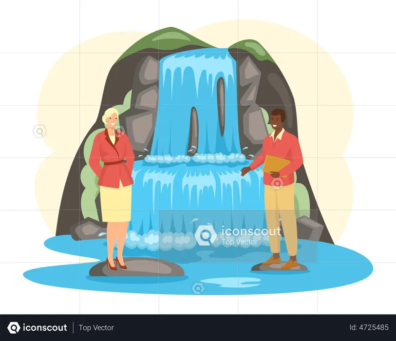 Business persons working on vacation  Illustration