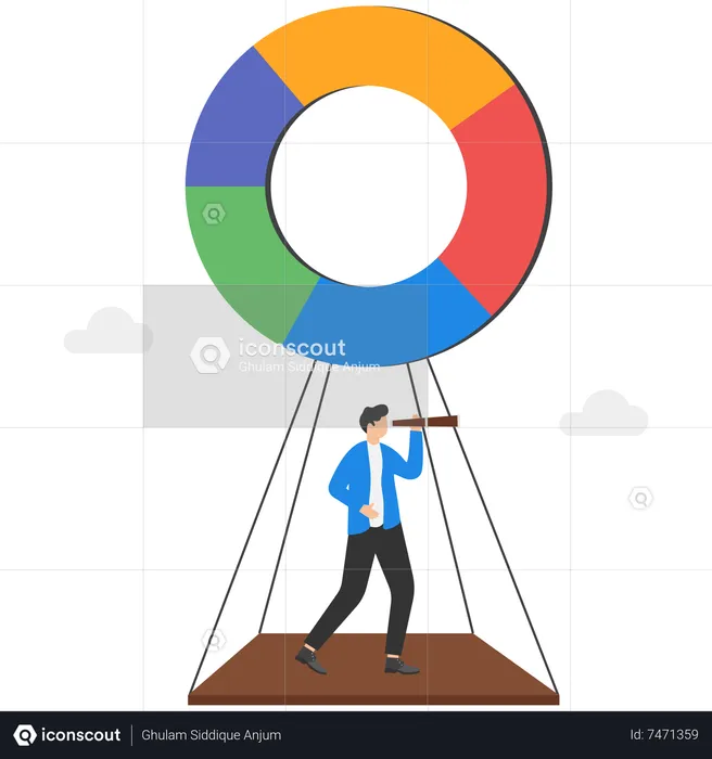 Business pie chart forecast  Illustration