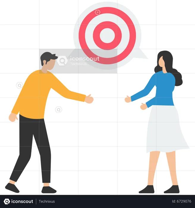 Business plan target with team discussion to achieve target goals  Illustration