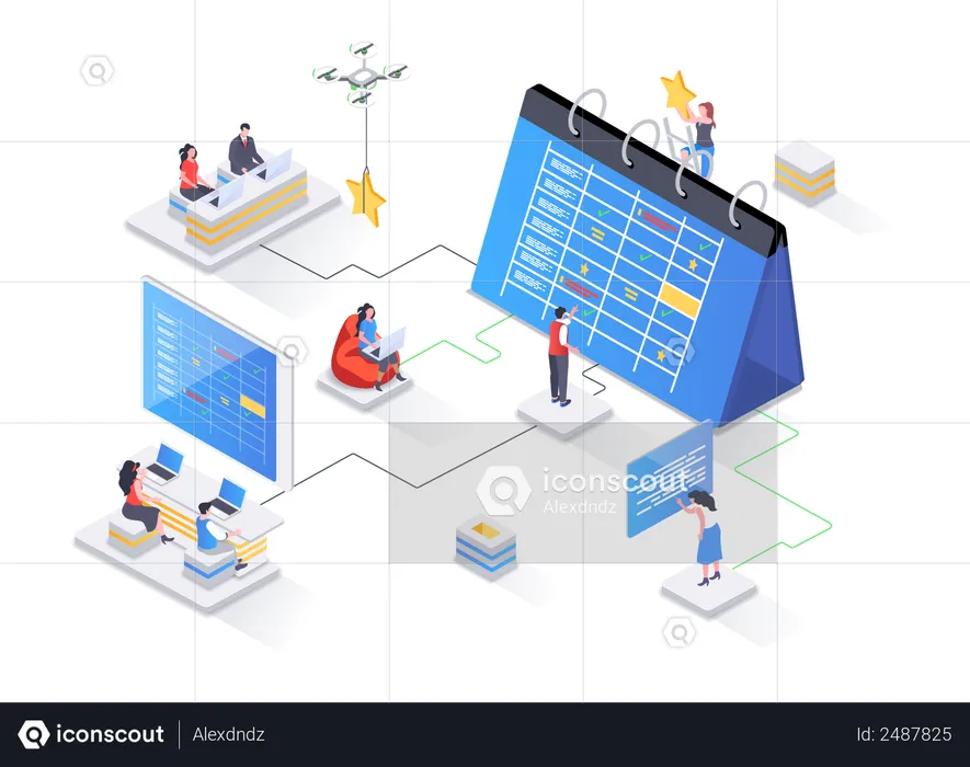 Business planning, organizing work activities and tasks  Illustration
