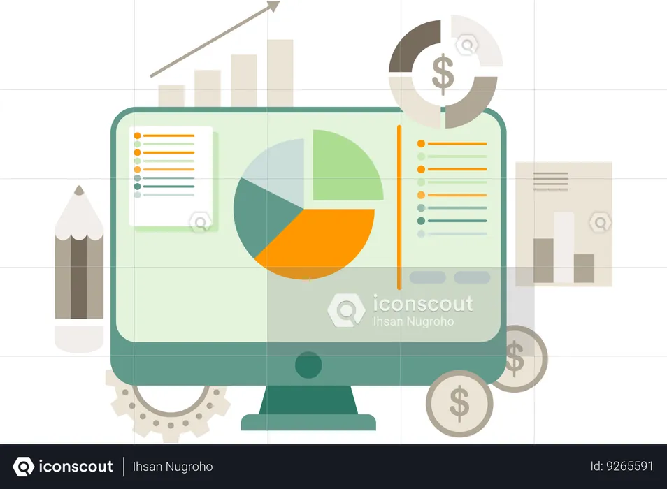 Business Presentation With Pie Chart  Illustration