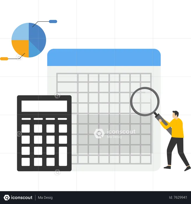 Business professional analyzing business budget data  Illustration