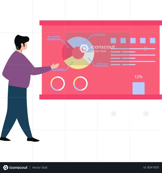 Business Professional is working on a business chart  Illustration