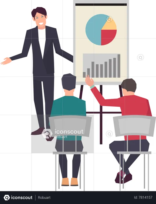 Business professional presenting chart in the meeting  Illustration