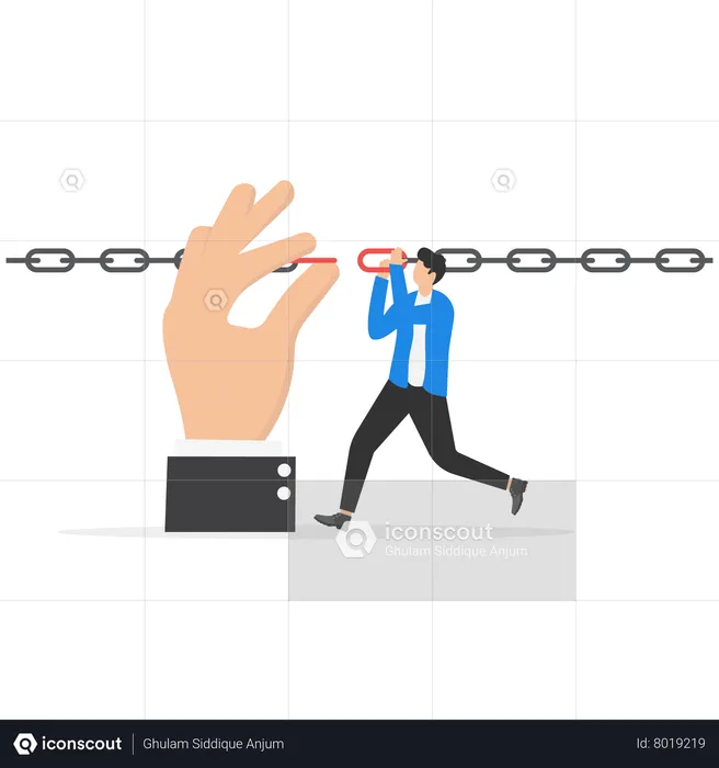 Business professionals connecting chains together  Illustration