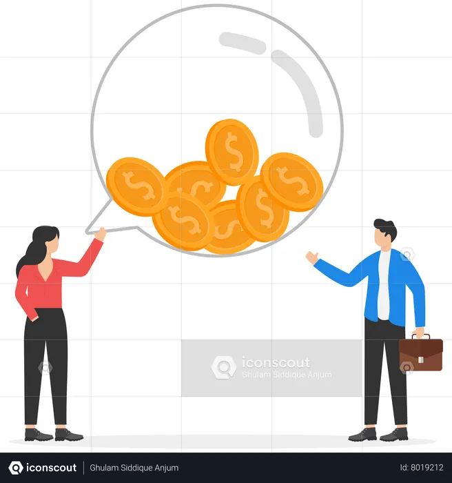 Business professionals discussing about money  Illustration