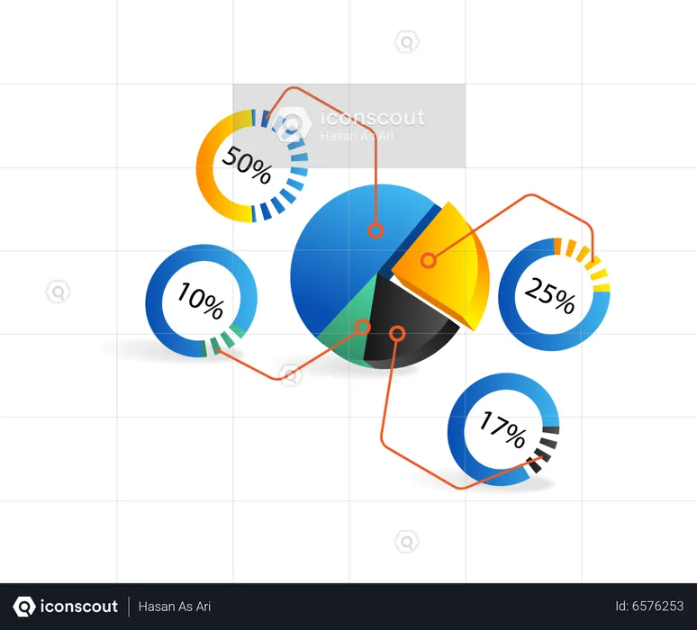 Business profit sharing pie chart  Illustration