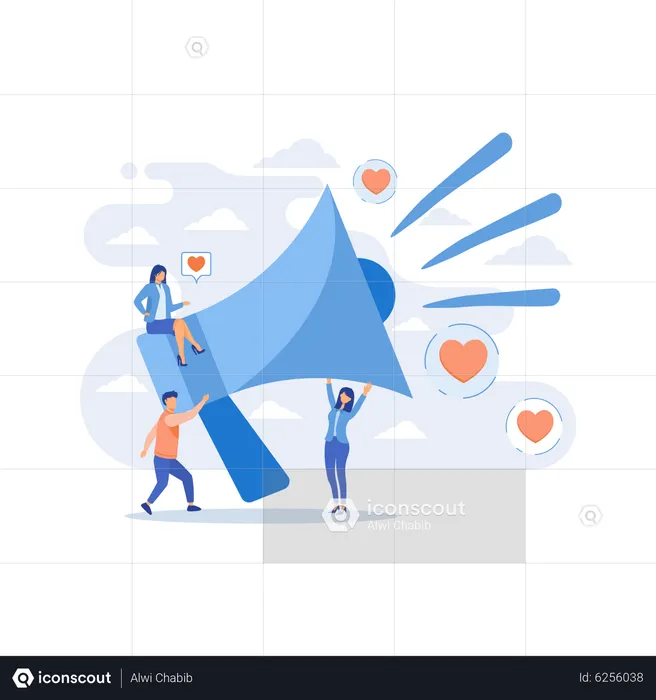 Business promotion on social media  Illustration