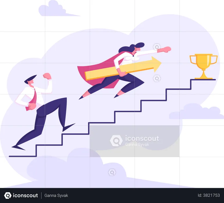 Business race towards success  Illustration