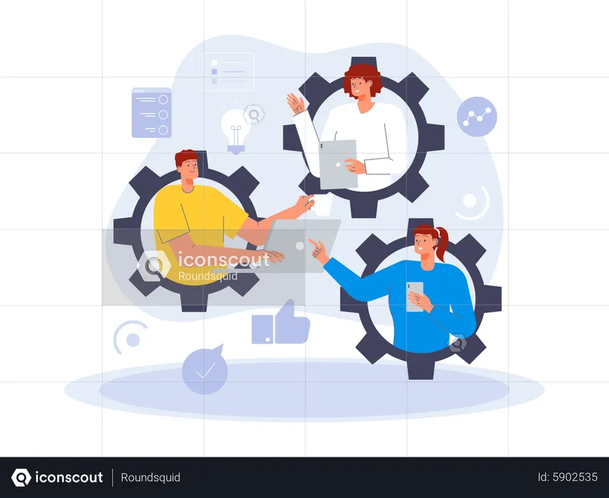 Business remote team management  Illustration