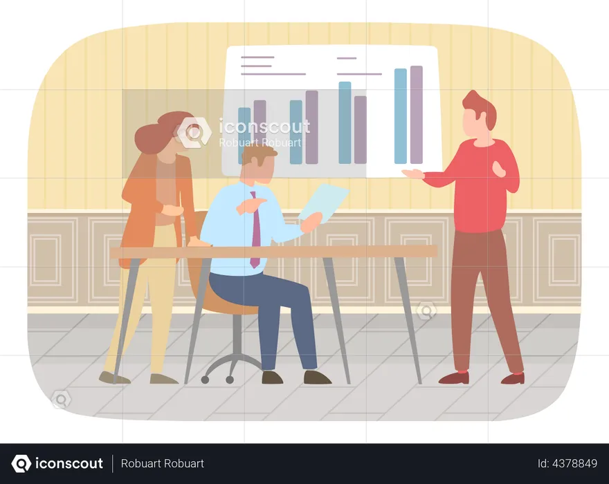 Business report analysis by team  Illustration