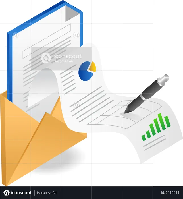 Business report mail  Illustration