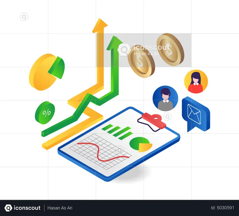 Business revenue analysis  Illustration