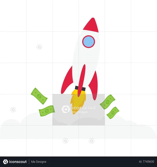 Business rocket startup launch  Illustration