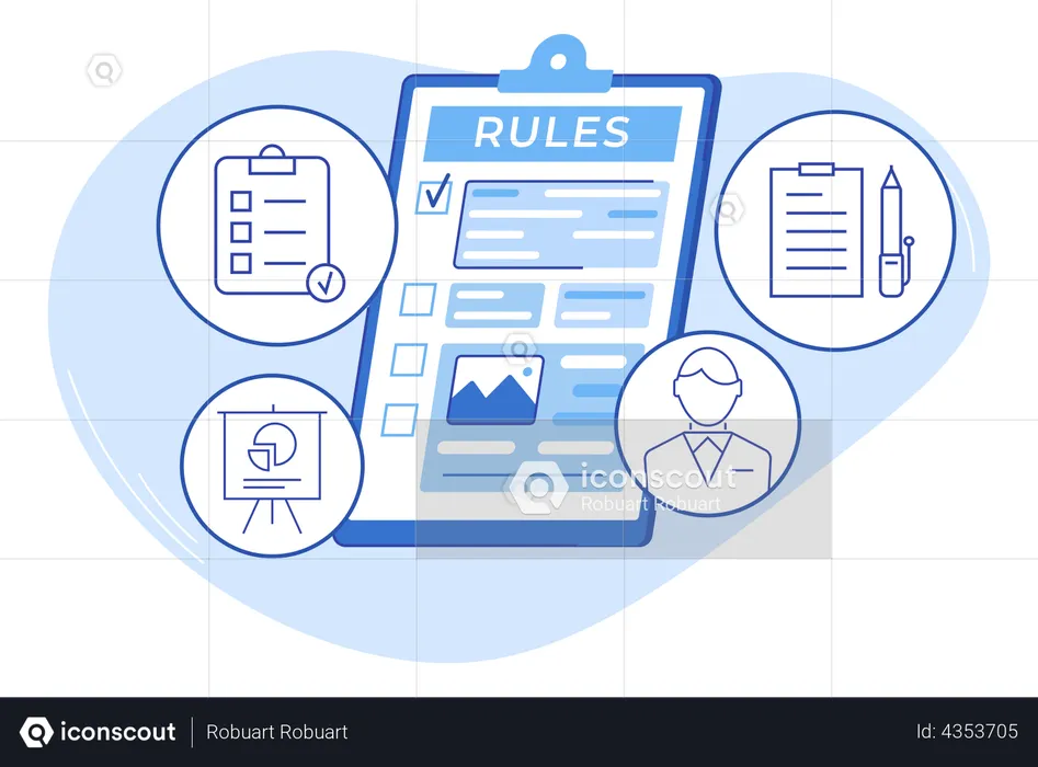 Business rules clipboard  Illustration