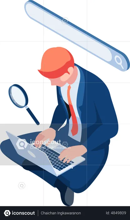 Business searching something on internet  Illustration