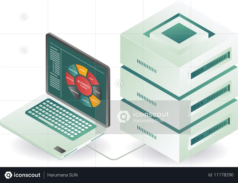 Análise de rede de plano de servidor de negócios  Ilustração