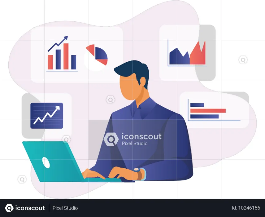 Business Statistics displayed in Business Team meeting  Illustration