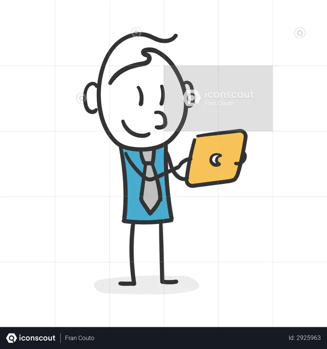 Business stick man working with a tablet  Illustration