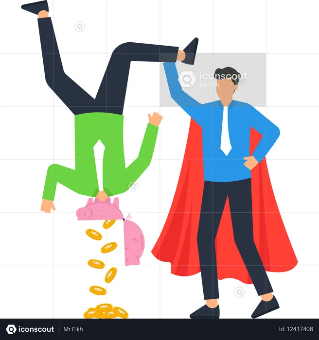 Business Superhero Saving Money  Illustration