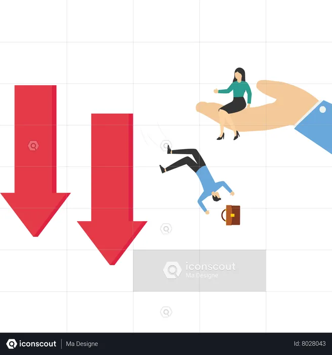 Business support hand after business slump  Illustration