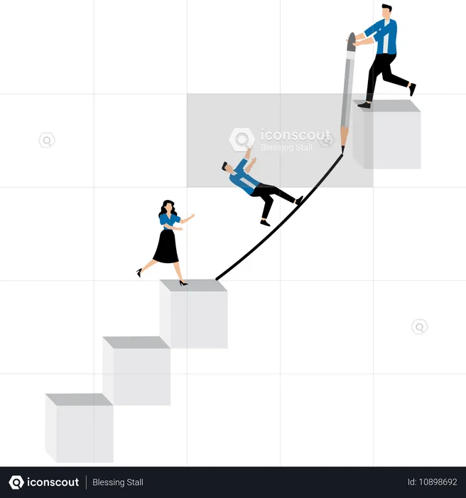 Business support team solving problem  Illustration