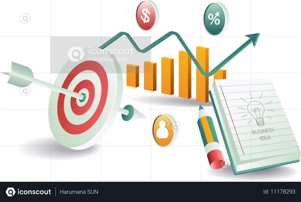 Business target management  Illustration