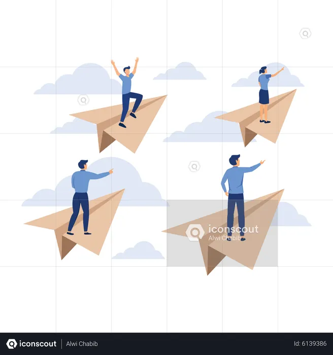 Business team achieve success together  Illustration