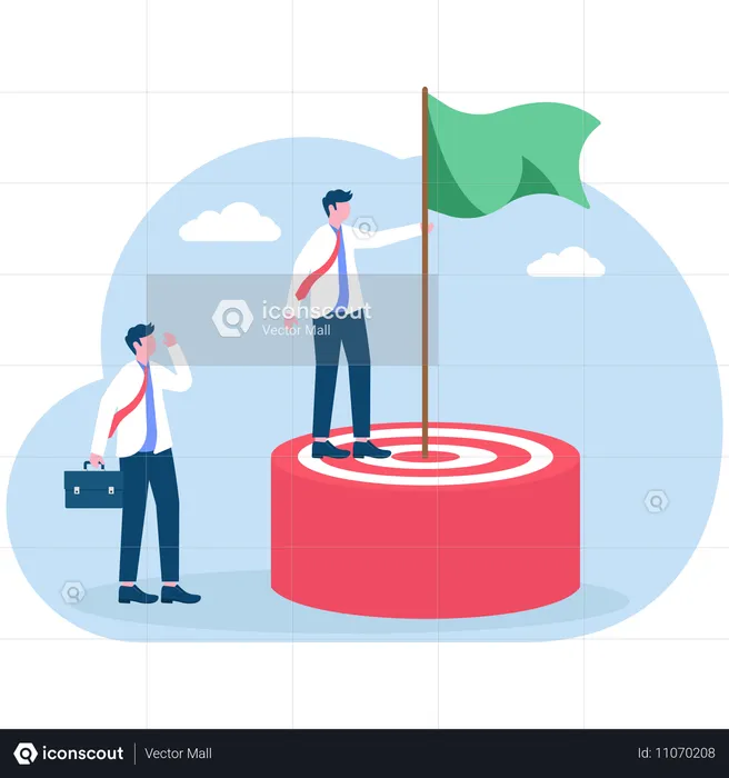 Business team achieving business target  Illustration