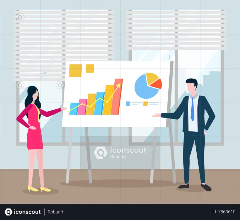 Business team analyzing analytics information  Illustration