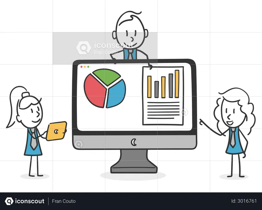 Business team analyzing data  Illustration