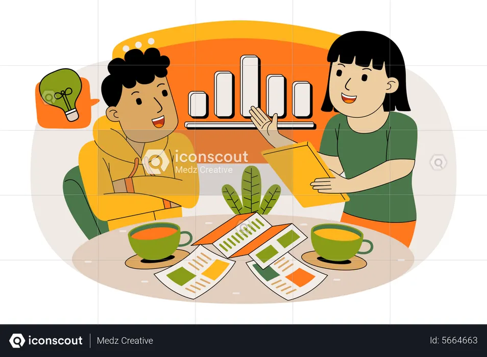 Business team analyzing data  Illustration