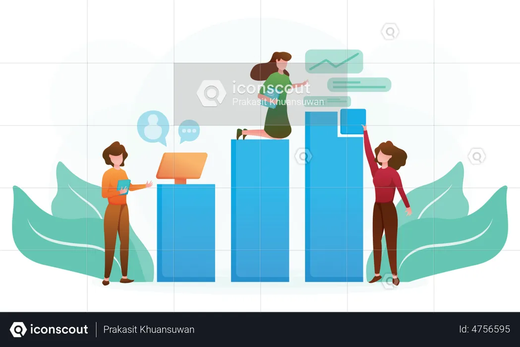 Business team analyzing business data  Illustration