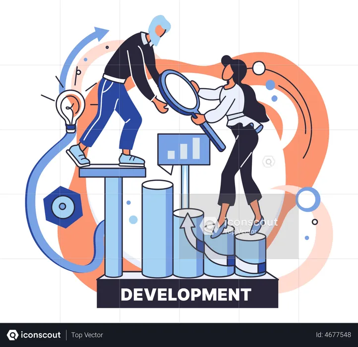 Business Team analyzing development  Illustration