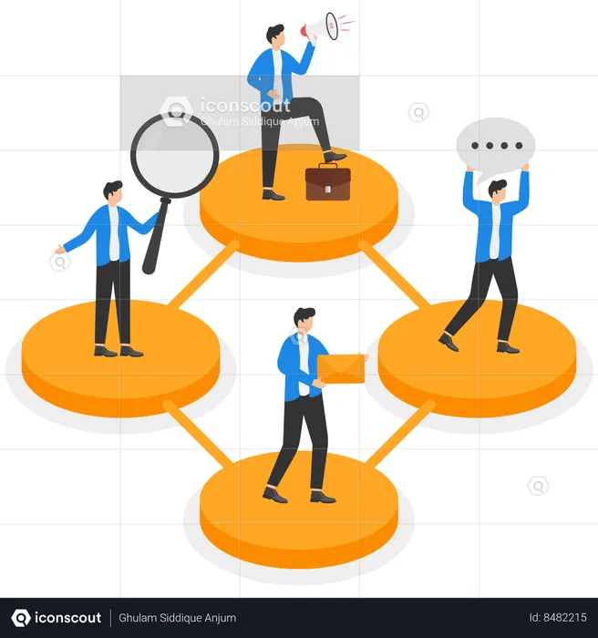 Business team and different styles professions  Illustration