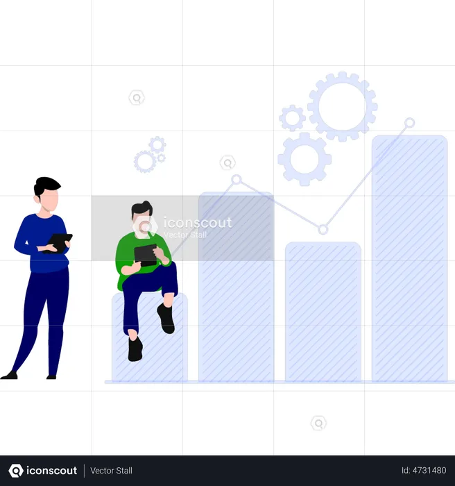 Business-Team arbeitet an der Analyse  Illustration