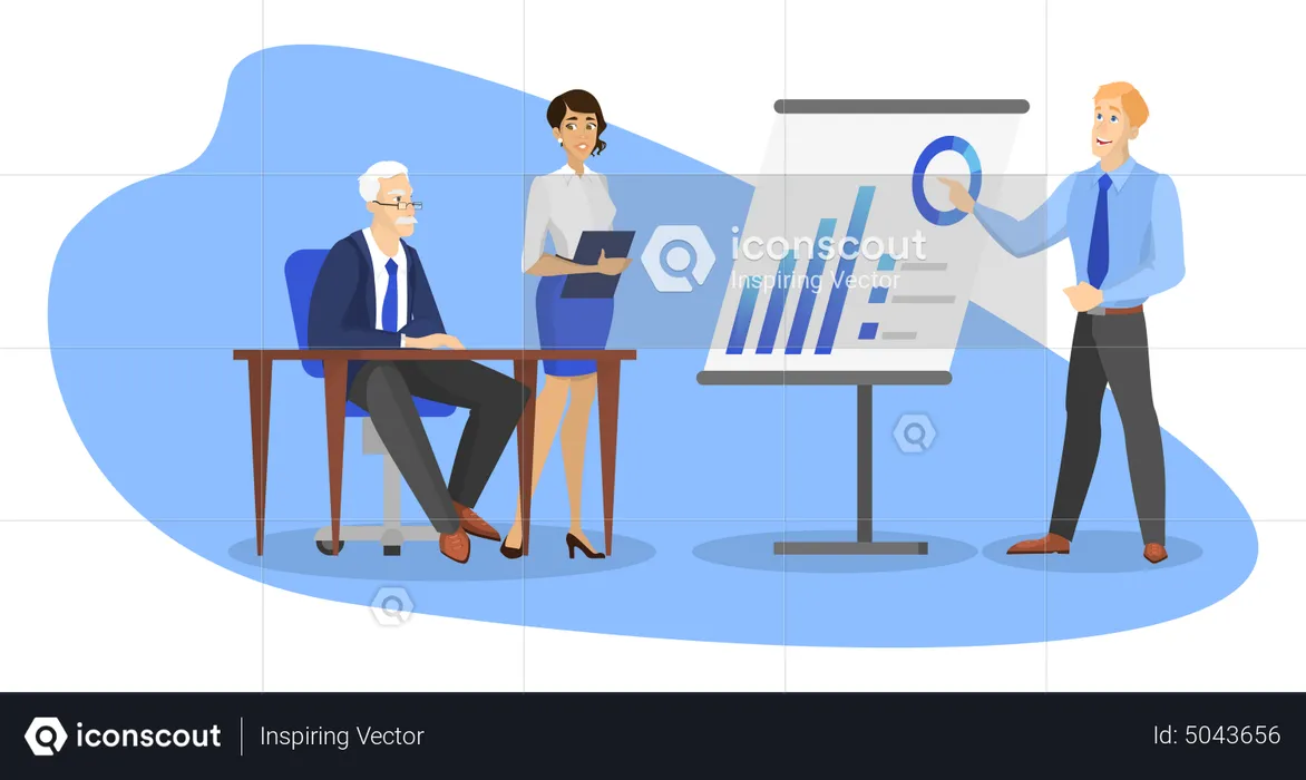 Business-Team arbeitet an Datenanalyse  Illustration