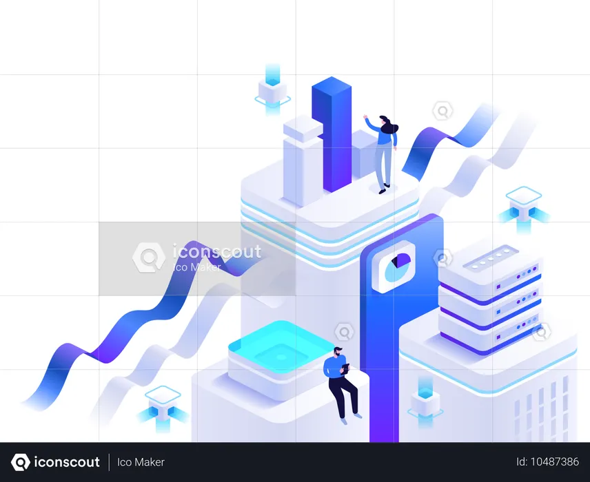 Business-Team arbeitet an Datenanalyse  Illustration