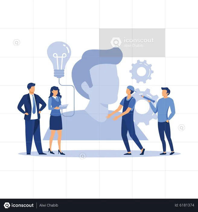 Business-Team arbeitet an Idee  Illustration