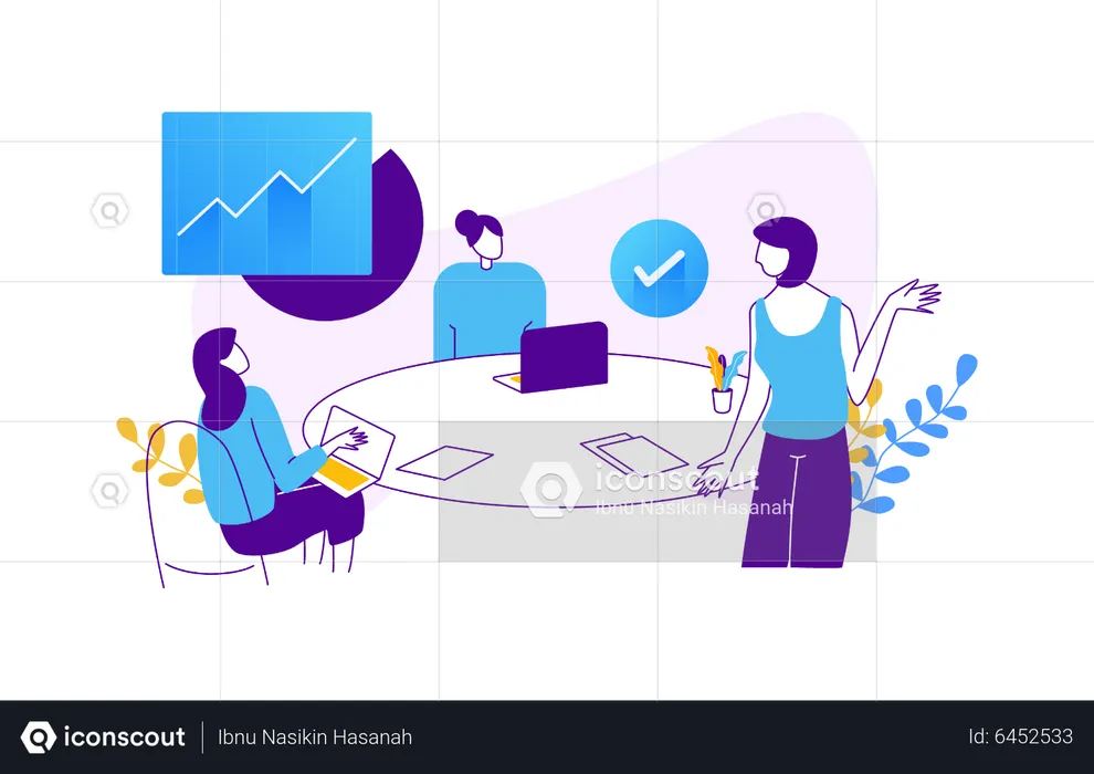 Geschäftsteam arbeitet koordiniert an der Datenanalyse  Illustration