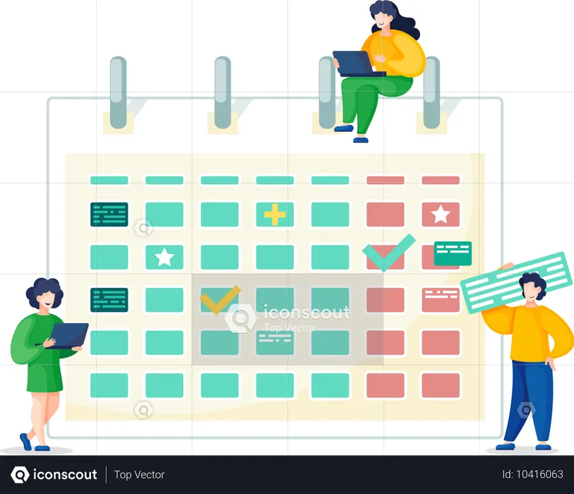 Geschäftsteam arbeitet an Zeitplanmanagement  Illustration