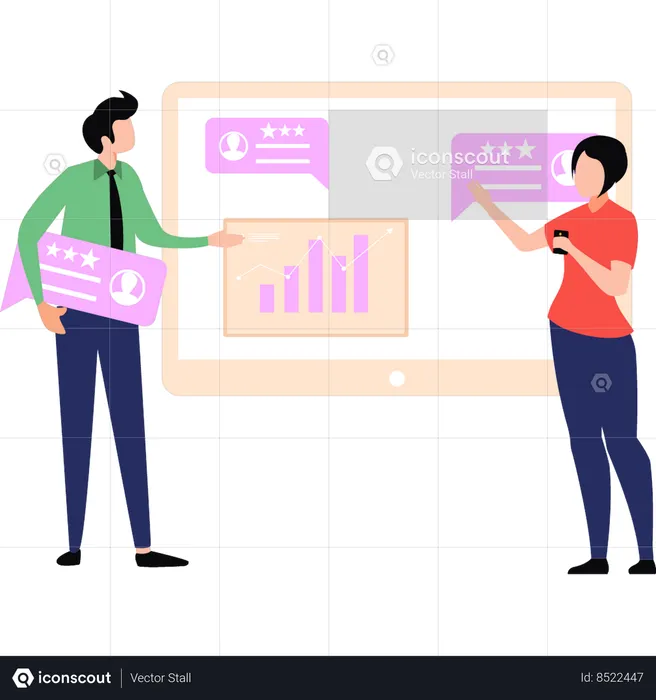 Business team are viewing business graph  Illustration